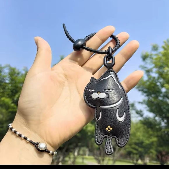 Accessories - Cat Keychain Cartoon Cat Leather Pendant Car Key Chain Cute Bag Accessories Gift